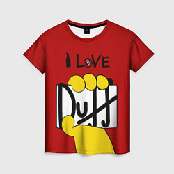 Футболка женская I LOVE DUFF Симпсоны, Simpsons, цвет: 3D-принт