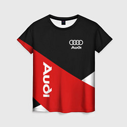 Футболка женская Audi Ауди Черный Красный Белый, цвет: 3D-принт