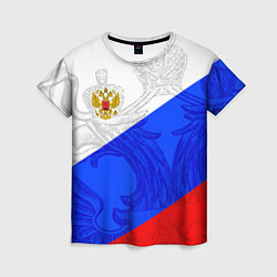 Женская футболка Российский герб: триколор