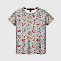 Женская футболка Лисы и лесные ягоды