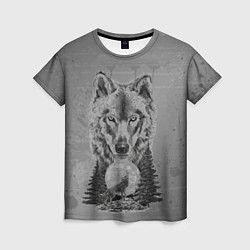 Женская футболка Волк в лесу!