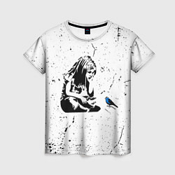 Женская футболка Banksy - Бэнкси девочка с птицей