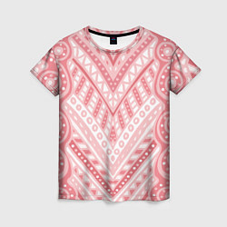 Женская футболка Абстракция в стиле дудл Розовый и белый цвета Лини