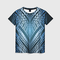 Женская футболка Неоновый абстрактный узор Синий и голубой неон на