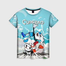 Женская футболка Cuphead 2 чашечки