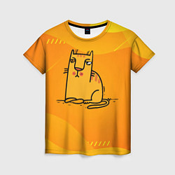 Женская футболка Рисованный желтый кот