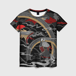 Женская футболка Самурай и змей