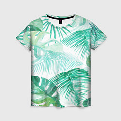 Женская футболка Цветы Тропическая Акварель
