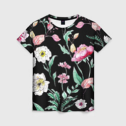 Женская футболка Цветы Нарисованные от Руки