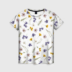 Женская футболка Простые цветы на белом фоне