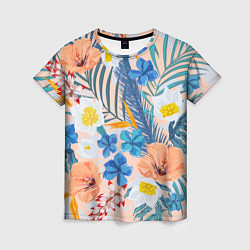 Женская футболка Цветы Яркие Тропические