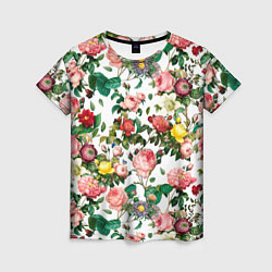 Футболка женская Узор из летних роз Summer Roses Pattern, цвет: 3D-принт