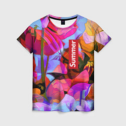 Женская футболка Красочный летний цветочный паттерн Summer color pa