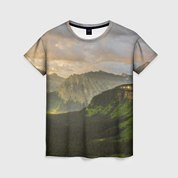 Женская футболка Горы, лес, небо