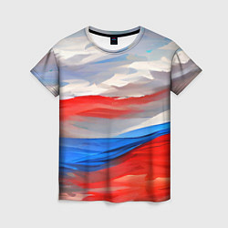 Женская футболка Флаг России в красках