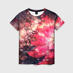 Женская футболка Нежные цветы и блестки
