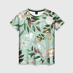 Женская футболка Цветы Мятный Сад