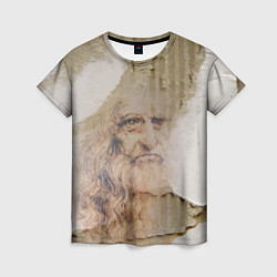 Женская футболка Леонардо да Винчи Автопортрет на разорванном гофри