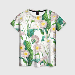 Женская футболка Цветы Лилии На Белом Фоне