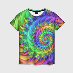 Женская футболка Красочная фрактальная спираль Узор Colorful fracta