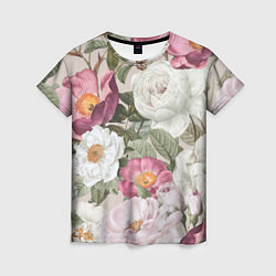 Женская футболка Цветы Розовый Сад Пион и Роз