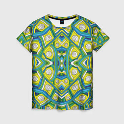 Женская футболка Абстракция Разноцветный калейдоскоп, черные линии