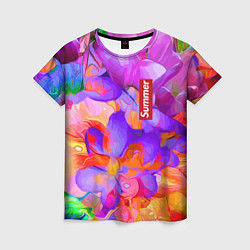 Футболка женская Красочный цветочный паттерн Лето Colorful Floral P, цвет: 3D-принт