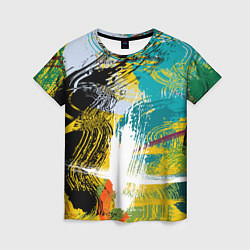 Женская футболка Абстрактные мазки цветной краской strokes of paint