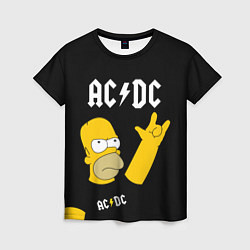 Футболка женская AC DC ГОМЕР СИМПСОН SIMPSONS, цвет: 3D-принт