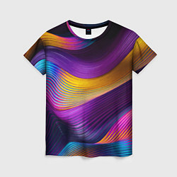 Женская футболка Абстрактная волновая композиция Неоновые полосы Ab