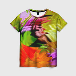 Женская футболка Разноцветная абстрактная композиция Лето Multi-col