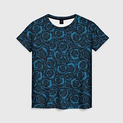 Женская футболка Синие розы-цветочный узор