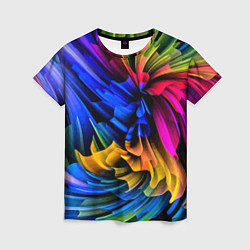 Женская футболка Абстрактная неоновая композиция Abstract neon comp