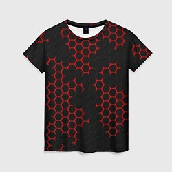 Женская футболка НАНОКОСТЮМ Black and Red Hexagon Гексагоны