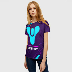 Футболка женская Символ Destiny в неоновых цветах на темном фоне, цвет: 3D-принт — фото 2
