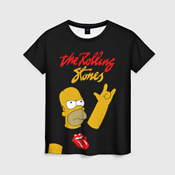 Футболка женская Rolling Stones Гомер Симпсон рокер, цвет: 3D-принт