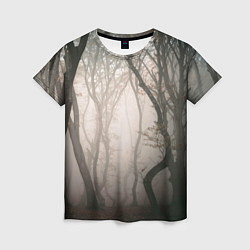 Женская футболка Лес Туман