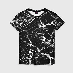 Женская футболка Текстура чёрного мрамора Texture of black marble
