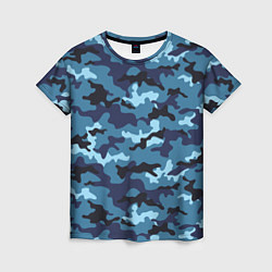 Футболка женская Камуфляж Тёмно-Синий Camouflage Dark-Blue, цвет: 3D-принт