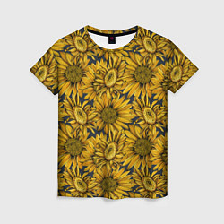 Женская футболка Цветы Подсолнечники