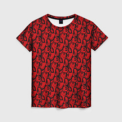 Женская футболка Красные психоделический смайлы
