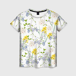 Женская футболка Цветы Барвинок и Рудбекия