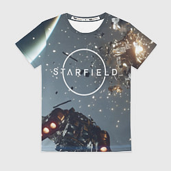 Футболка женская Космический бой в Starfield, цвет: 3D-принт