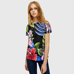 Футболка женская Floral vanguard composition Летняя ночь Fashion tr, цвет: 3D-принт — фото 2