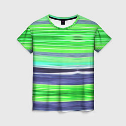 Футболка женская Сине-зеленые абстрактные полосы, цвет: 3D-принт