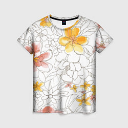 Женская футболка Минималистическая цветочная композиция Watercolour