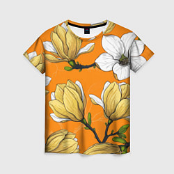 Женская футболка Удивительные летние тропические цветы с нераскрывш