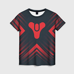 Футболка женская Красный Символ Destiny на темном фоне со стрелками, цвет: 3D-принт