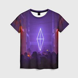 Женская футболка Неоновое помещение с людьми - Фиолетовый