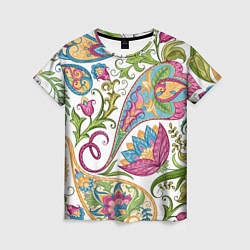 Женская футболка Fashionable floral Oriental pattern Summer 2025